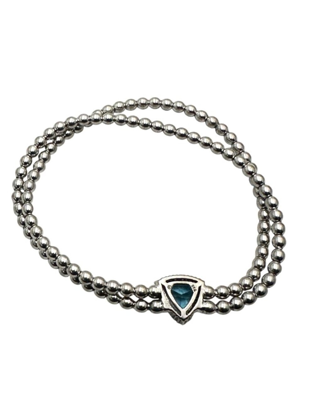 Blue Topaz Sterling Silver Bead Bracelet Adjustable Size 7 - 8 Inches - Picture 8 of 10